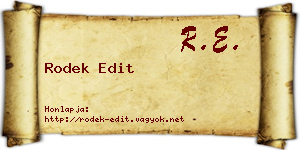 Rodek Edit névjegykártya